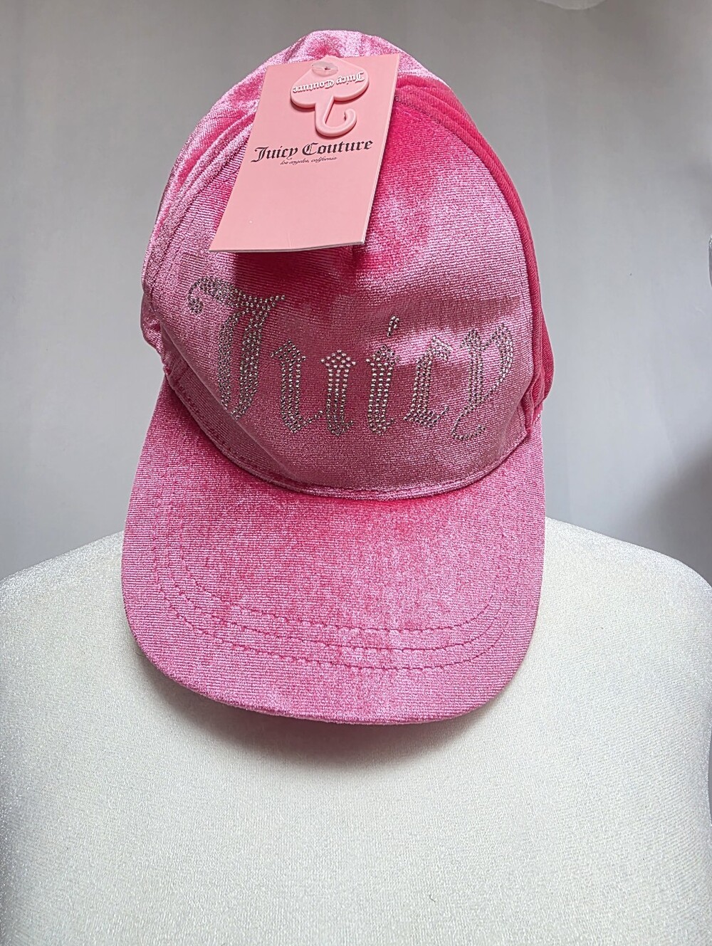 Juicy Couture NWT Pink Velvet Rhinestone Logo Adjustable Baseball Cap